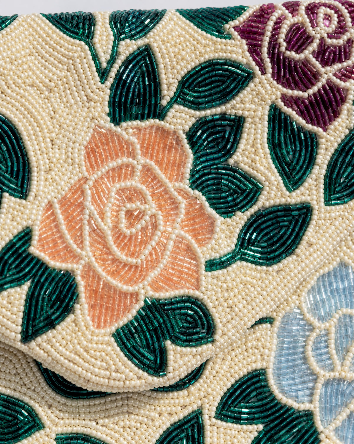 Kashan - Cream Floral Beaded Envelope Bag