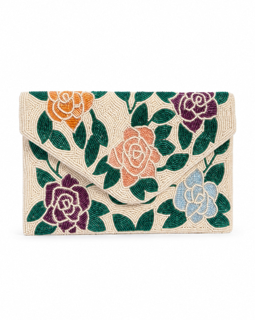 Kashan - Cream Floral Beaded Envelope Bag