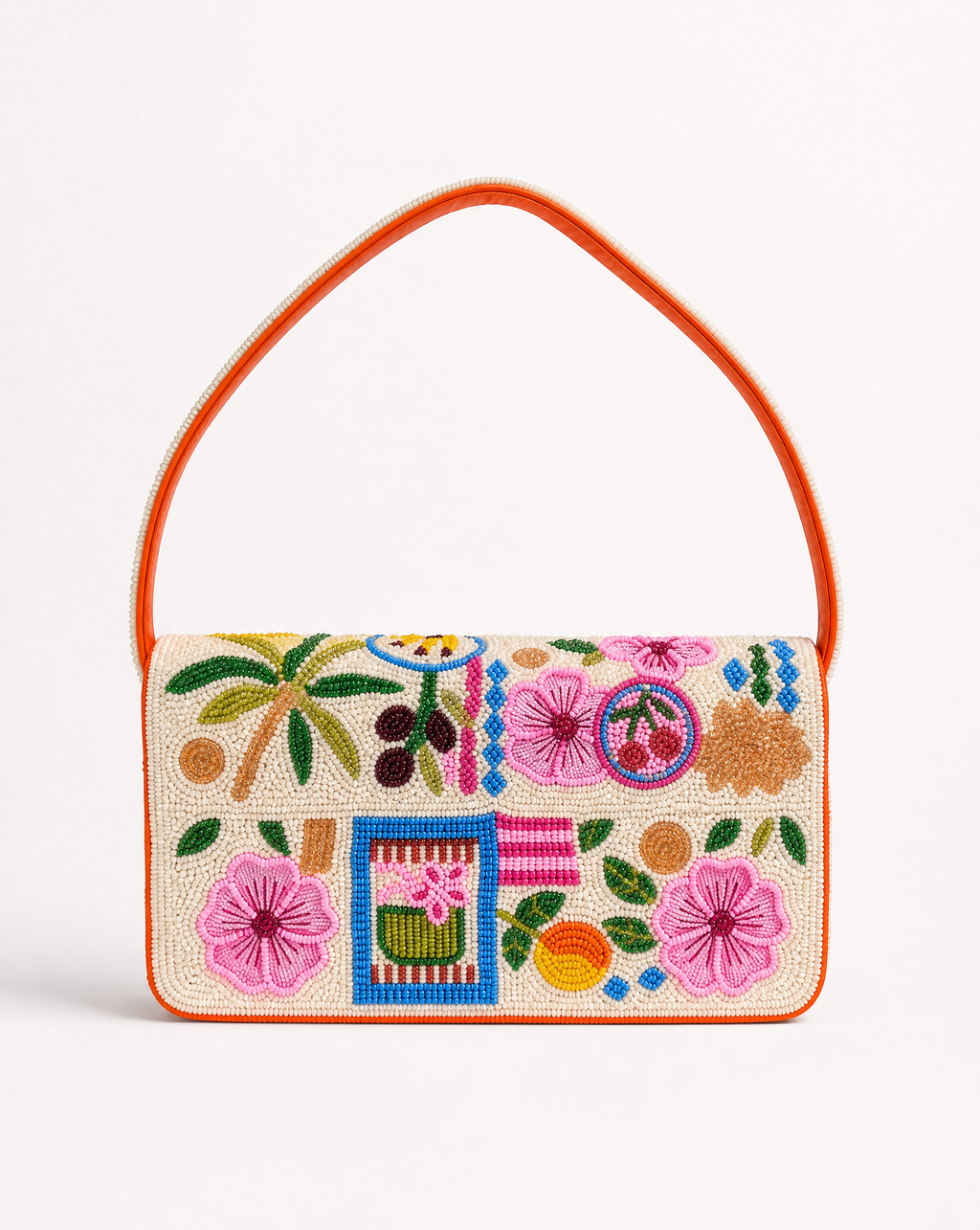 Nevis - Fruit and Flowers Beaded Shoulder Bag | Large