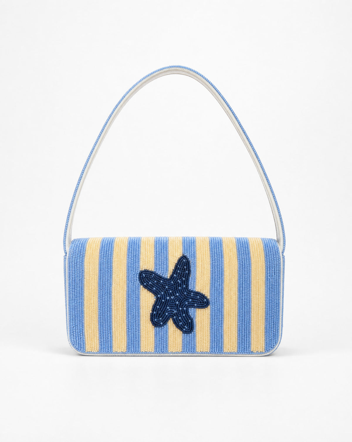 Lisbon  – Blue Sardines Beaded Shoulder Bag | Medium