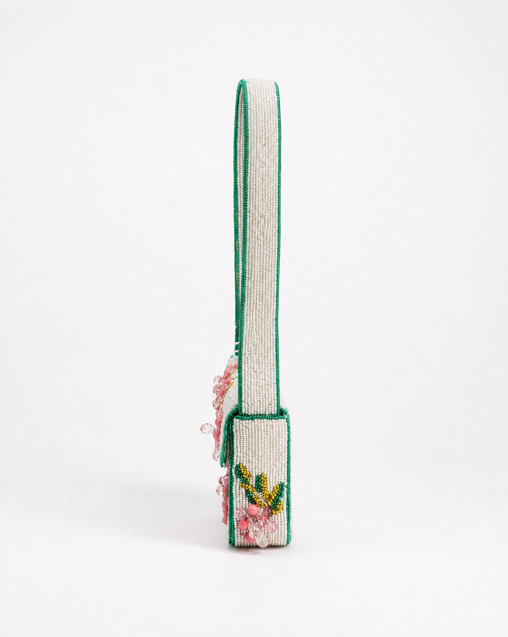 Lucca – White Droplet Floral Beaded Shoulder Bag | Small