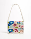 Rio - Pink and Blue Flowers Beaded Shoulder Bag | Small
