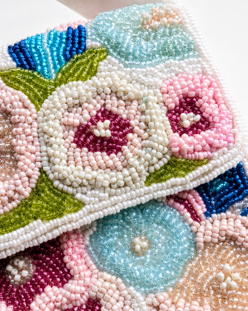 Rio - Pink and Blue Flowers Beaded Shoulder Bag | Small