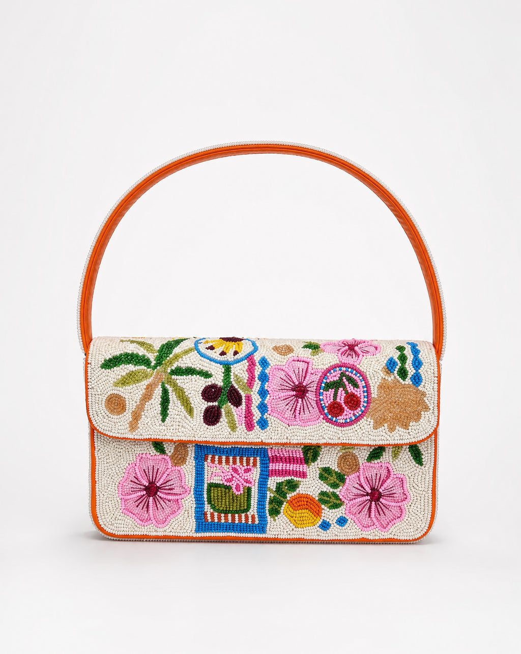 Nevis - Fruit and Flowers Beaded Shoulder Bag | Large