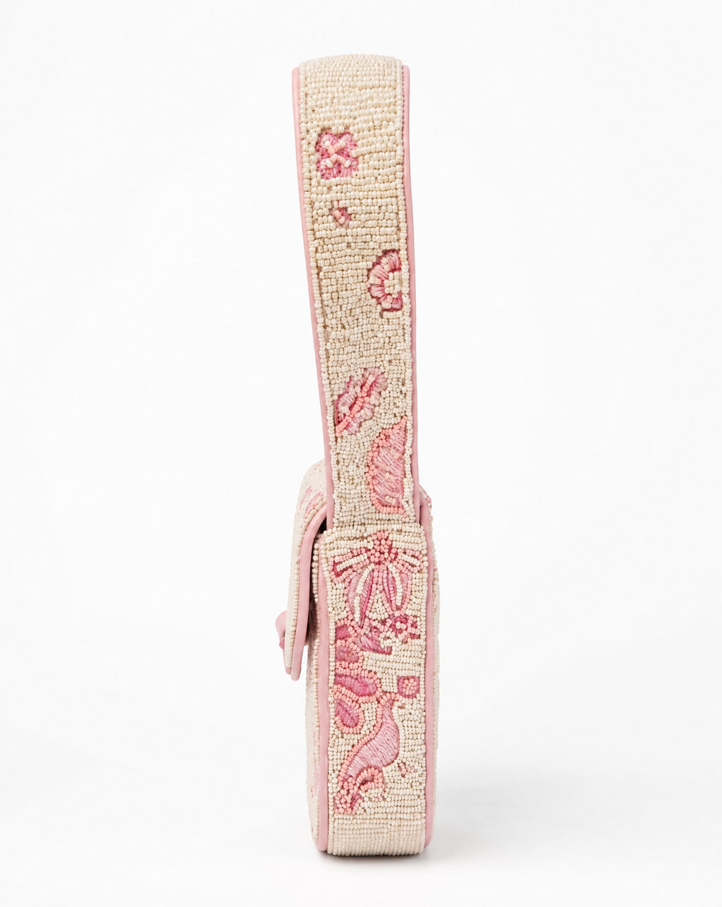 Bali – Pink Palm Tree Beaded Shoulder Bag | Large