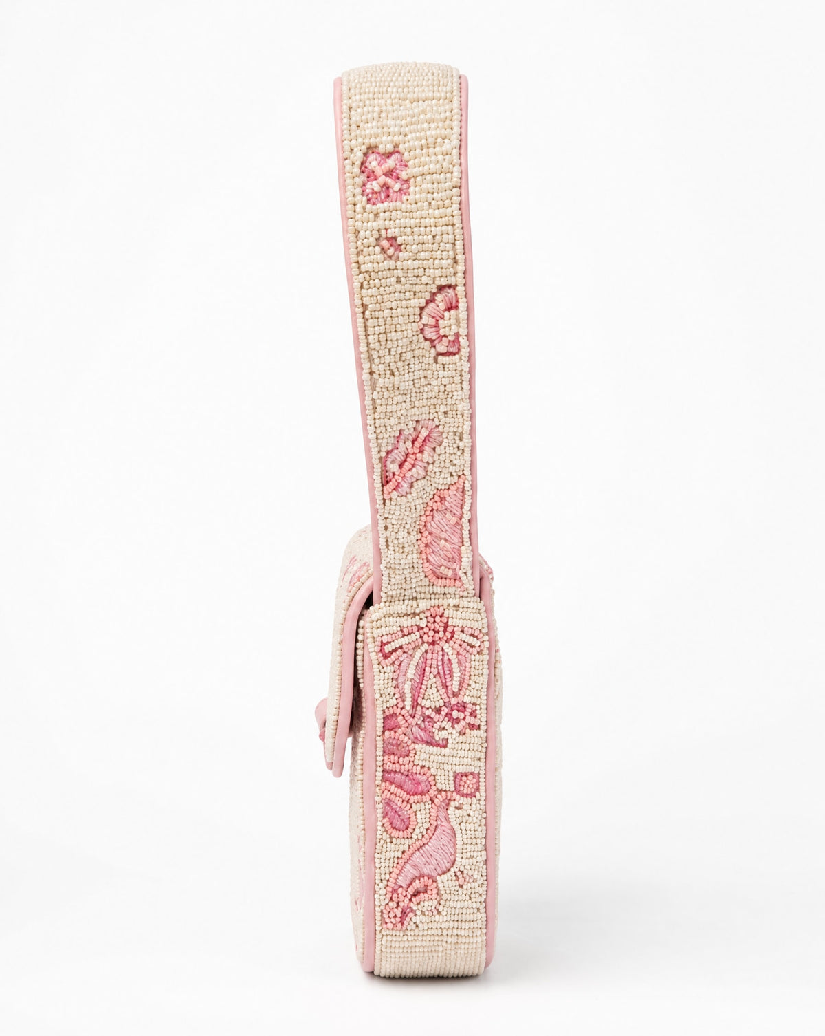 Bali – Pink Palm Tree Beaded Shoulder Bag | Large