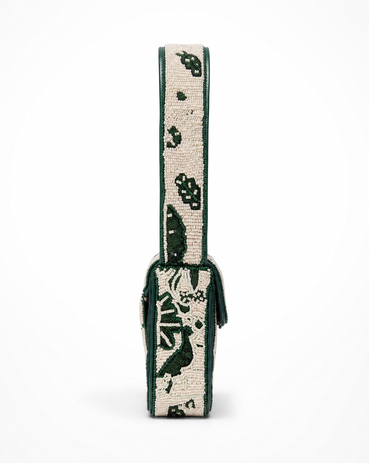 Aruba – Green Palm Tree Beaded Shoulder Bag | Large