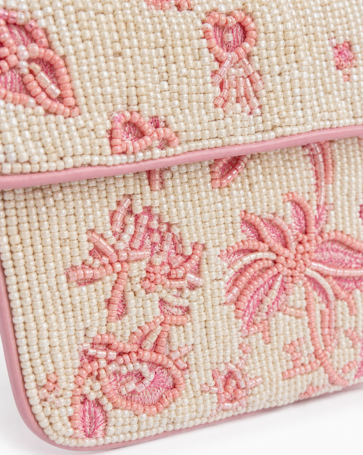 Bali – Pink Palm Tree Beaded Shoulder Bag | Large