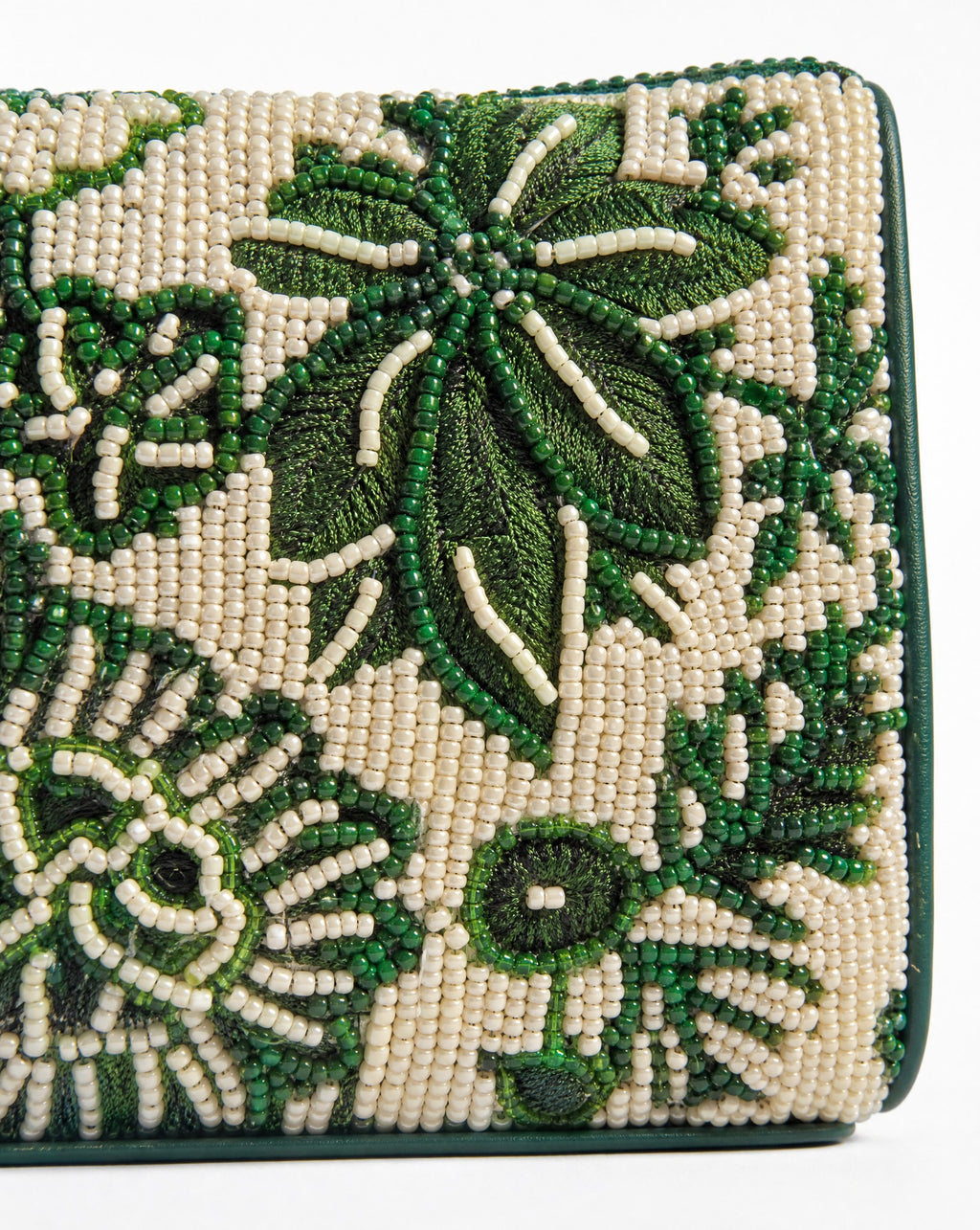 Aruba – Green Palm Tree Beaded Shoulder Bag | Large