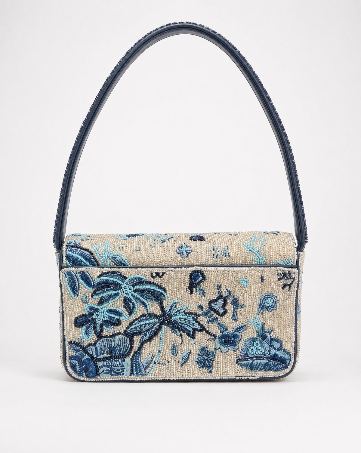 Kooks - Blue Floral Beaded Shoulder Bag | Large