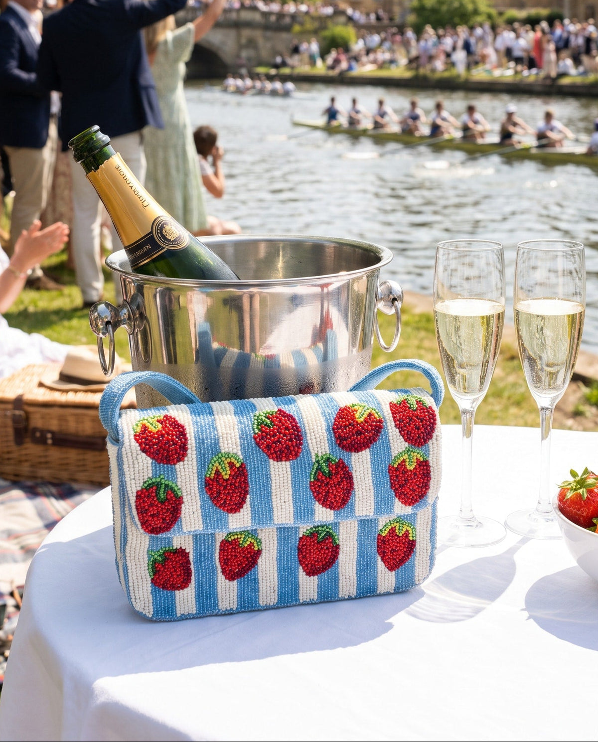 Windsor - Strawberries Beaded Shoulder Bag | Small