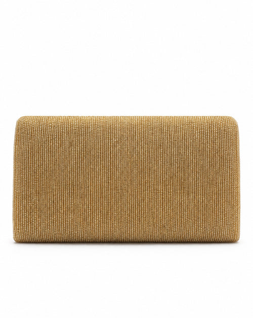 Awann gold pastel floral beaded envelope bag – reverse view