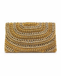 Cairo gold crystal beaded envelope clutch – front view