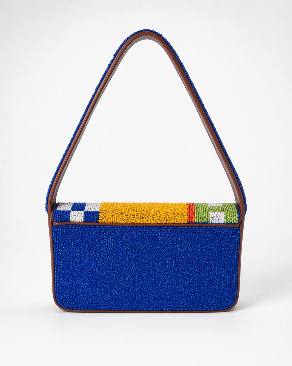Portofino blue beaded shoulder bag – back view
