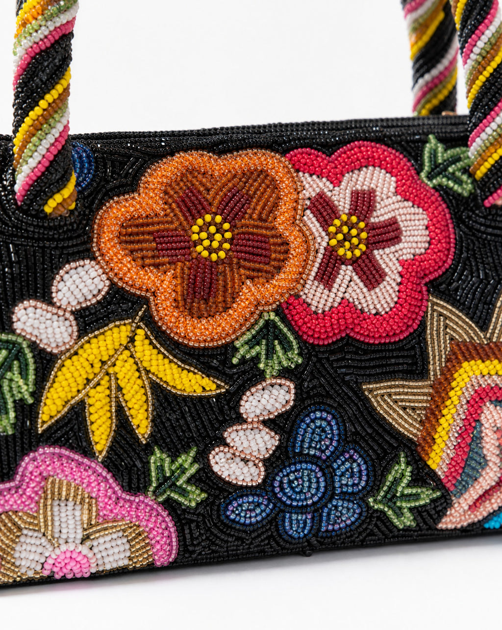 Savaii floral beaded barrel bag – front view
