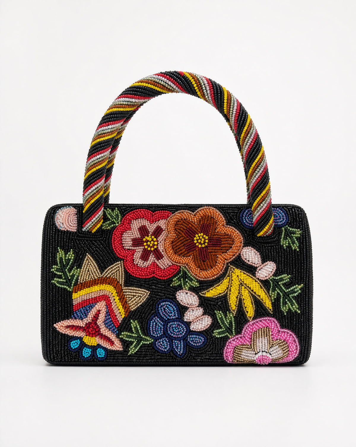 Savaii floral beaded barrel bag – back view