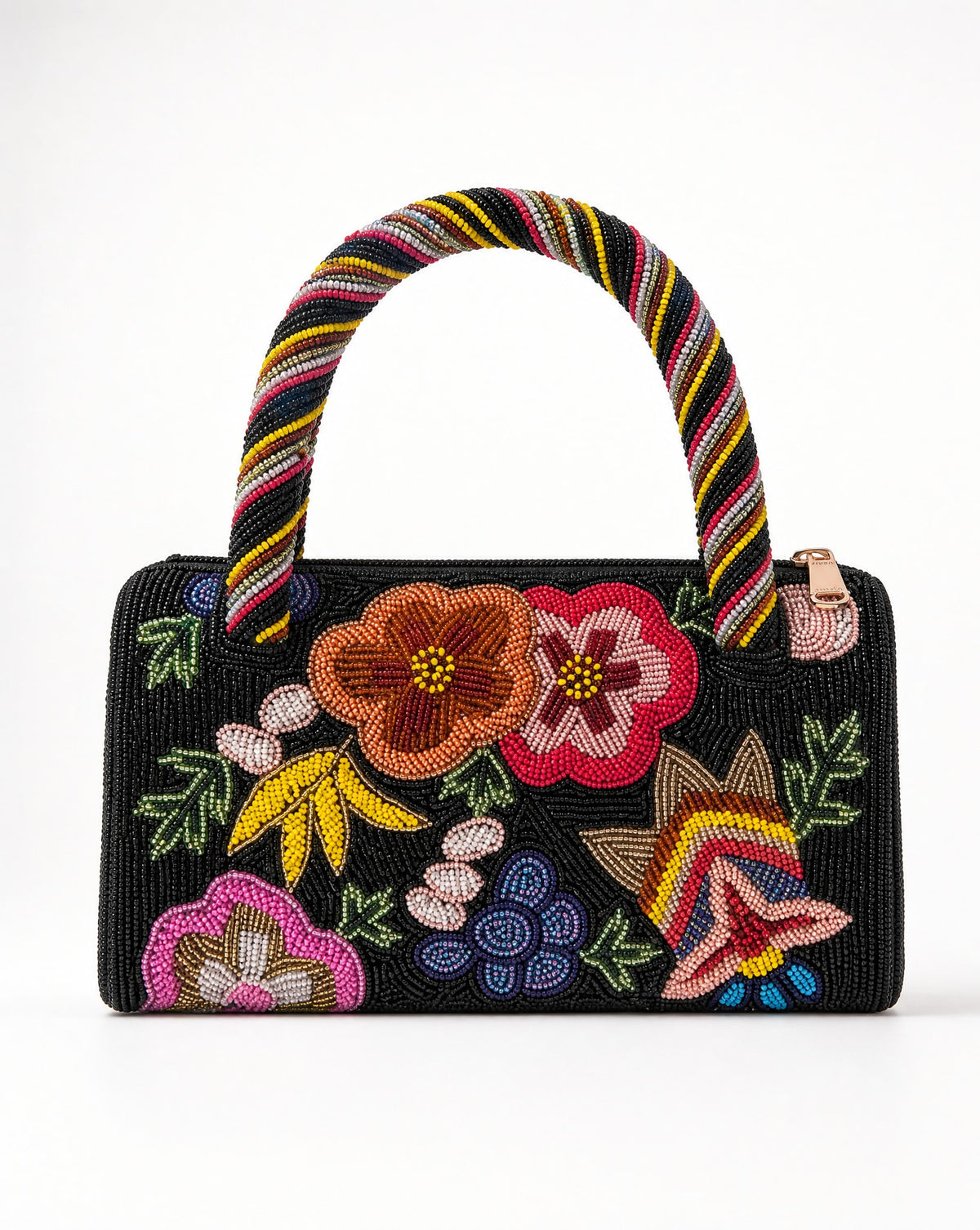 Savaii floral beaded barrel bag – beadwork close-up detail