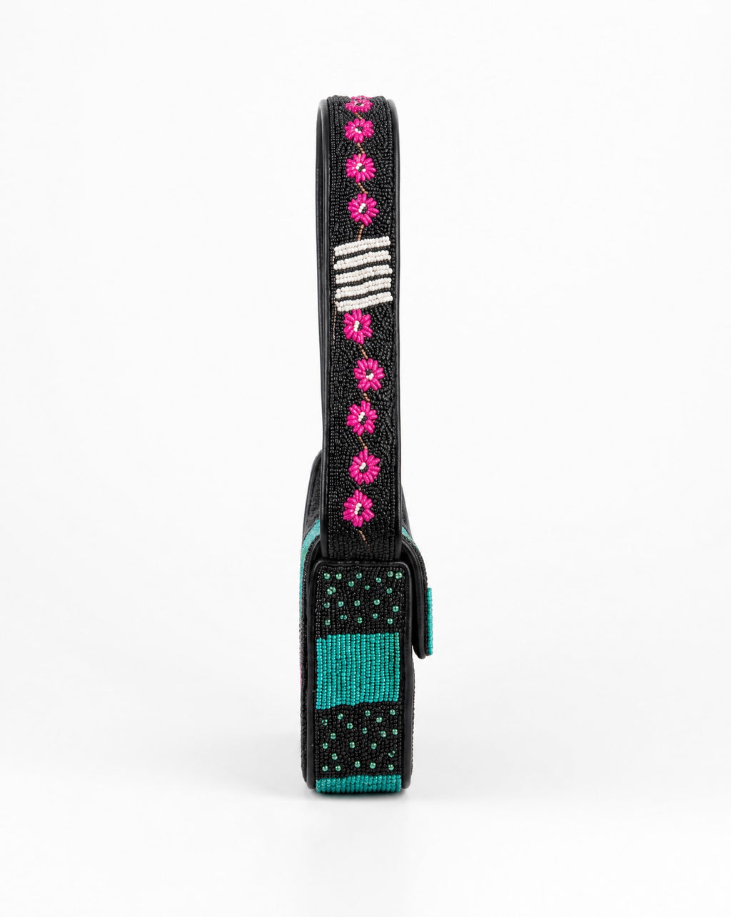 Massai – Black Tribal Beaded Shoulder Bag | Large