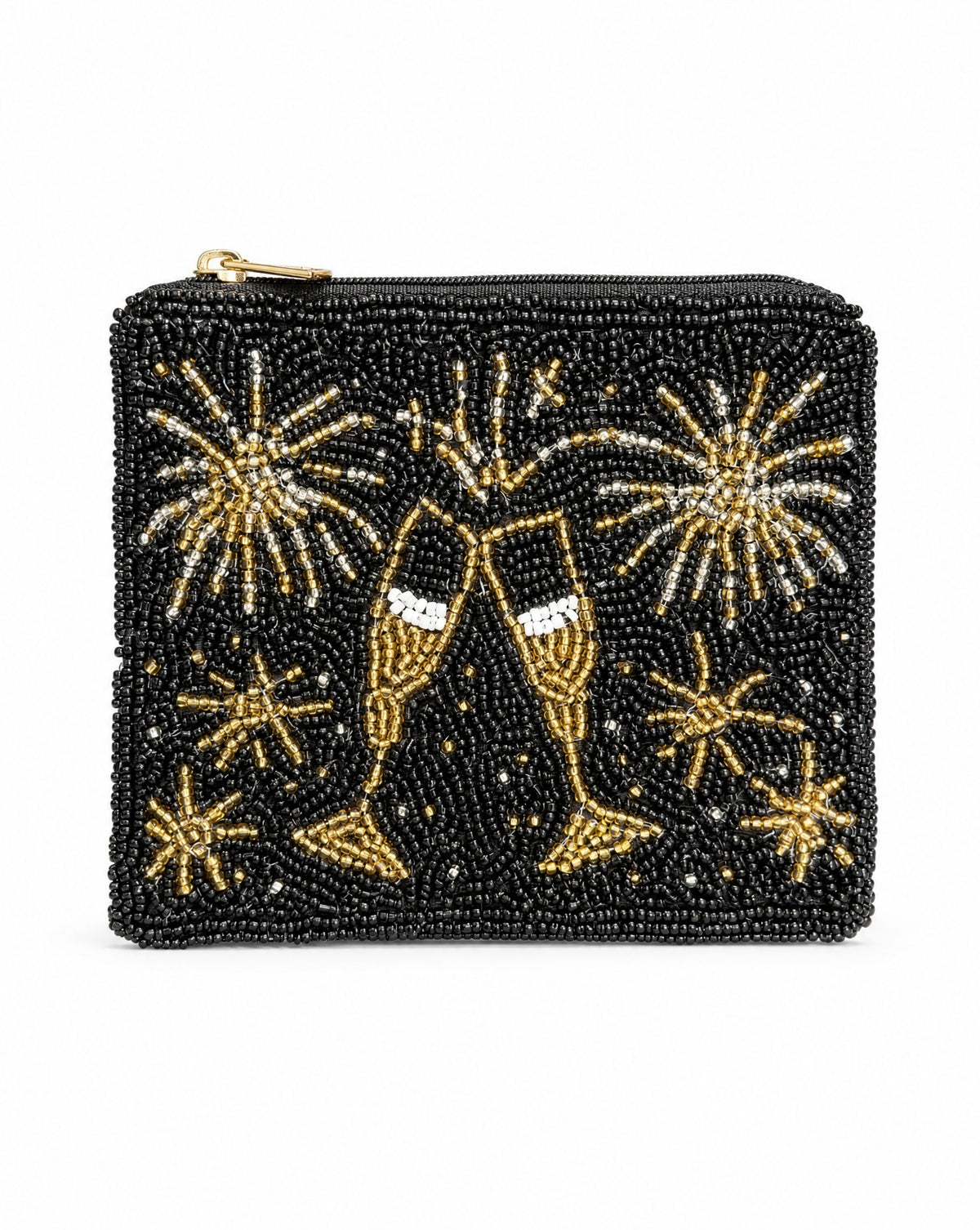 Champagne & Fireworks Beaded Coin Purse