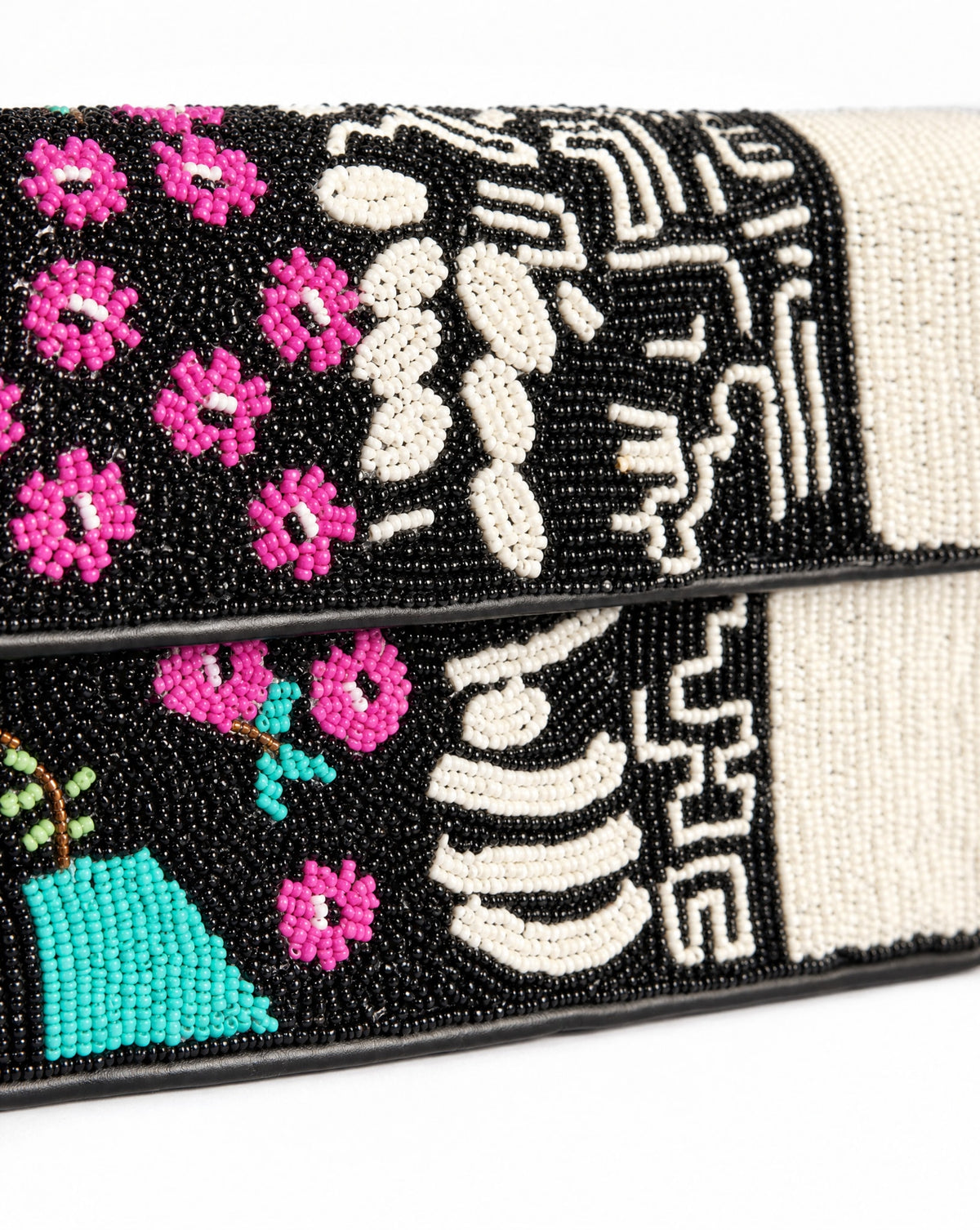 Massai – Black Tribal Beaded Shoulder Bag | Large